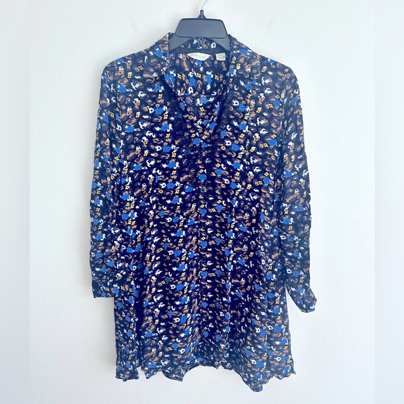 11.1 TYLHO by Anthropologie Namura Tunic Top Button Up Floral Size Small - Picture 1 of 5